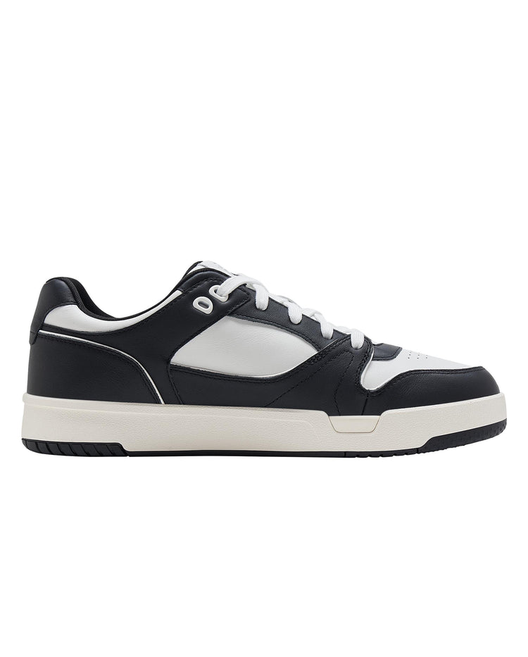 09352-102-M | MEN'S GRANCOURT LEATHER SNEAKERS | WHITE/BLACK