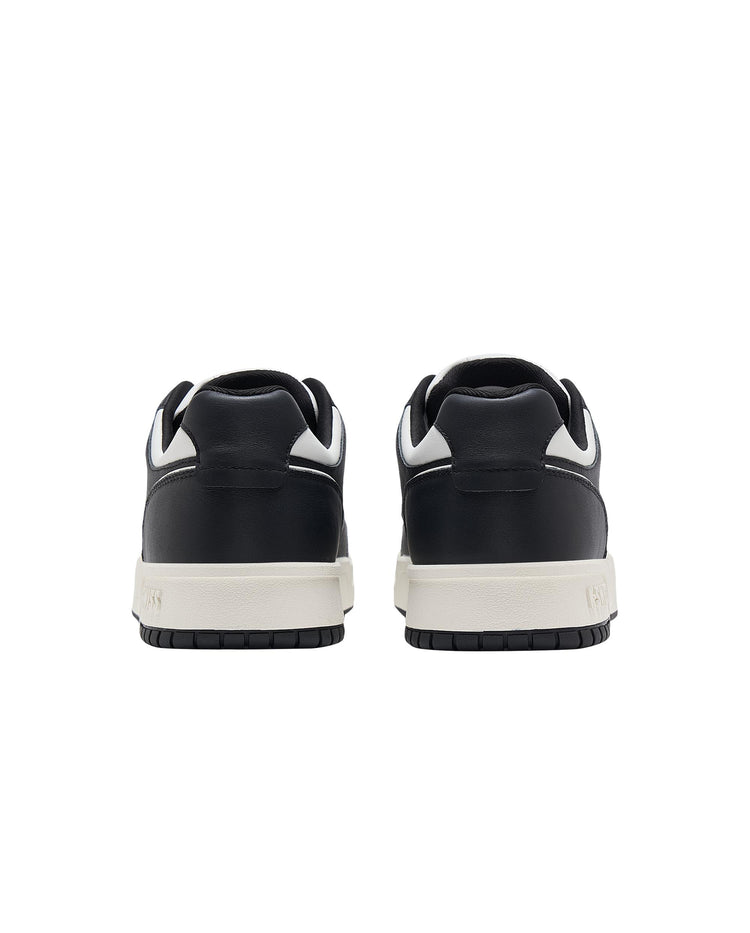 09352-102-M | MEN'S GRANCOURT LEATHER SNEAKERS | WHITE/BLACK