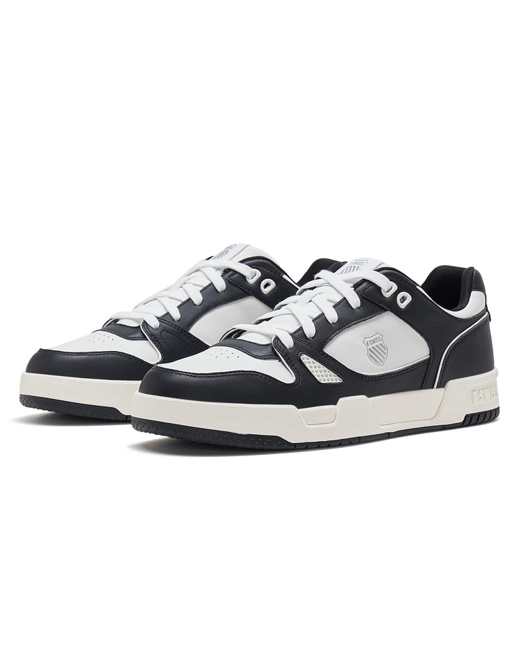 09352-102-M | MEN'S GRANCOURT LEATHER SNEAKERS | WHITE/BLACK