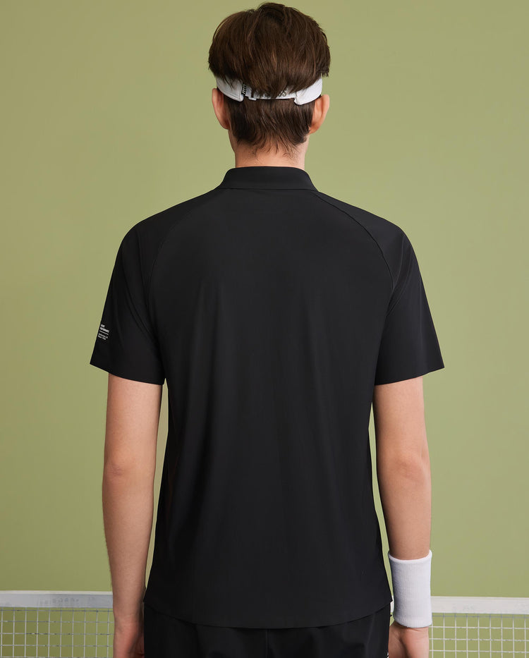 1010023-008 | MEN'S K-SWISS LOGO HALF-ZIP POLO SHIRT | BLACK