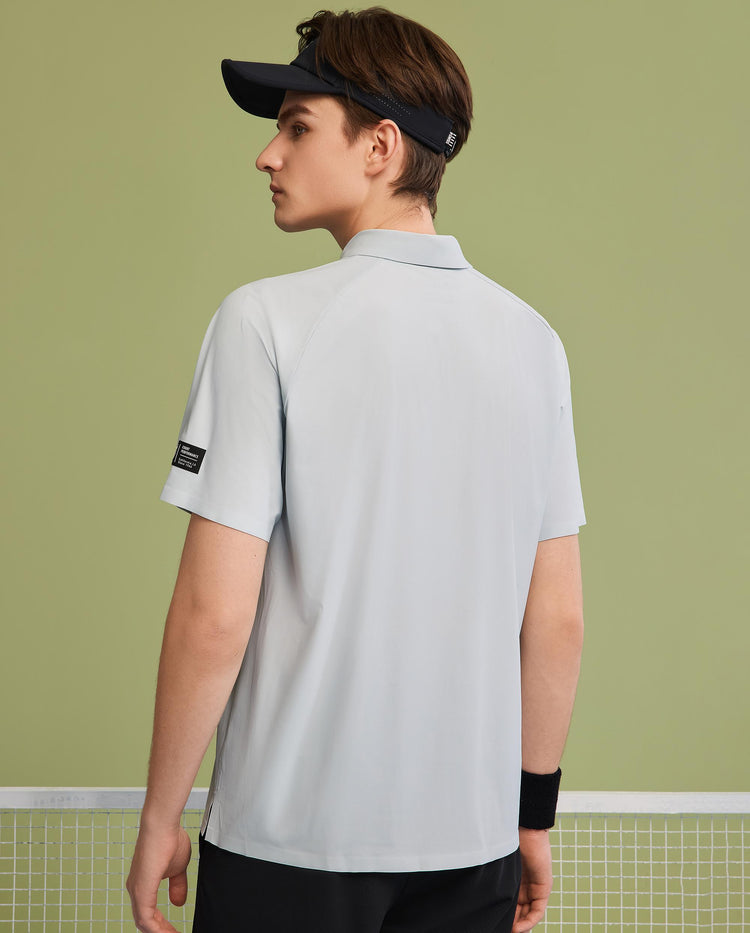 1010023-413 | MEN'S K-SWISS LOGO HALF-ZIP POLO SHIRT | GRAY MIST/MOONBEAM