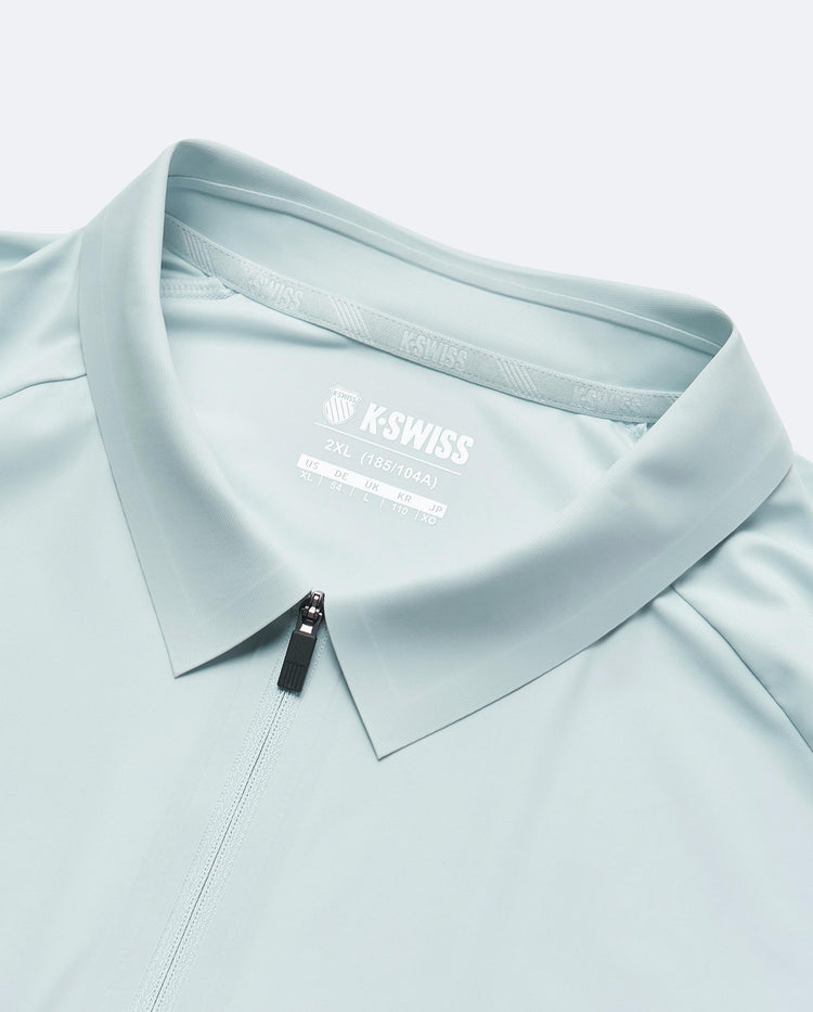 1010023-413 | MEN'S K-SWISS LOGO HALF-ZIP POLO SHIRT | GRAY MIST/MOONBEAM