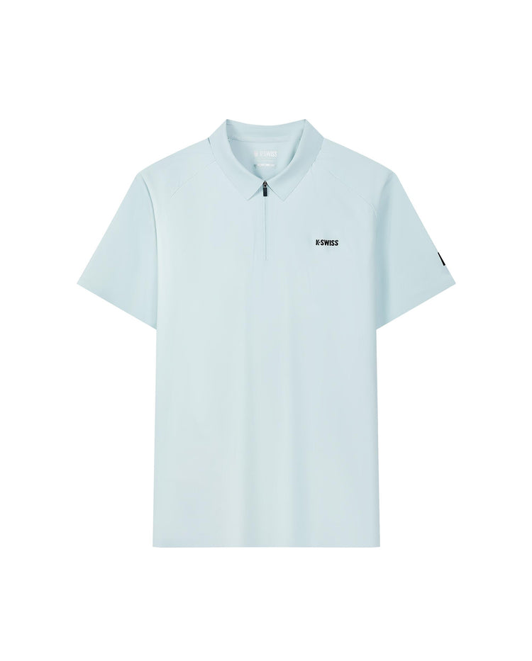 1010023-413 | MEN'S K-SWISS LOGO HALF-ZIP POLO SHIRT | GRAY MIST/MOONBEAM