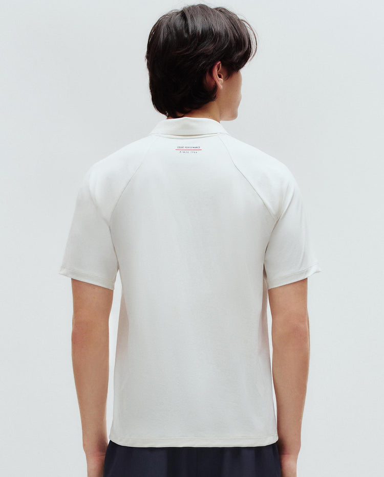 1010692-869 | MEN'S K-SWISS LOGO HALF-ZIP POLO SHIRT | POPPY/SEAFOAM