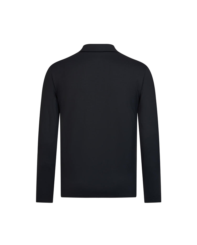 1010702-008 | MEN'S HALF-ZIP LONG SLEEVES POLO SHIRT | BLACK