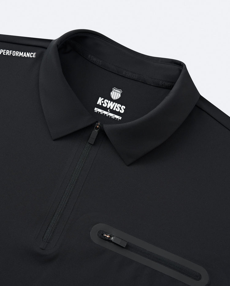 1010702-008 | MEN'S HALF-ZIP LONG SLEEVES POLO SHIRT | BLACK