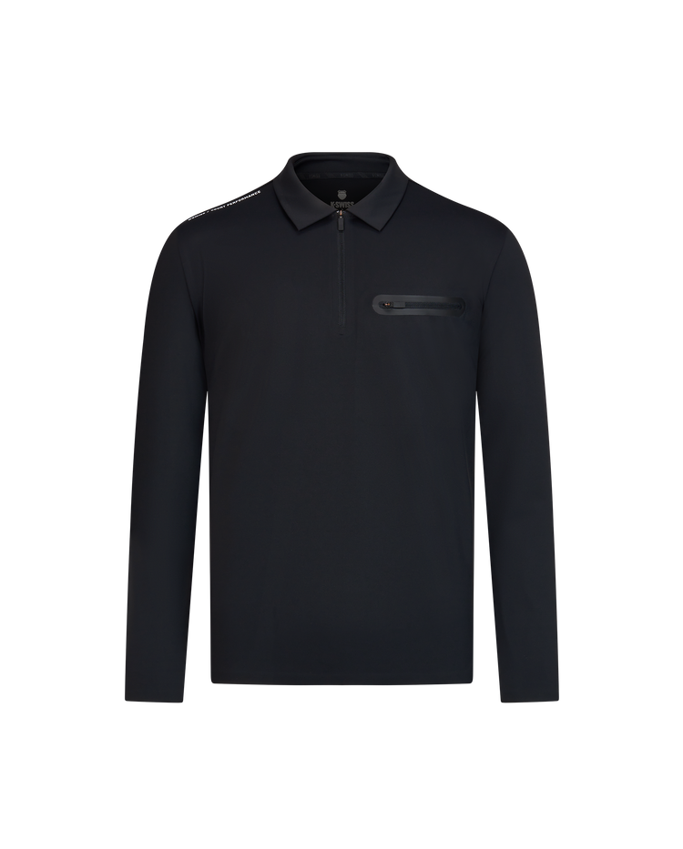 1010702-008 | MEN'S HALF-ZIP LONG SLEEVES POLO SHIRT | BLACK