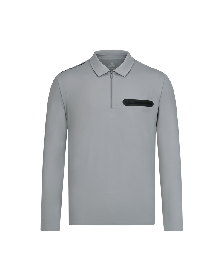1010702-050 | MEN'S HALF-ZIP LONG SLEEVES POLO SHIRT | GREY/NAVY/GREY