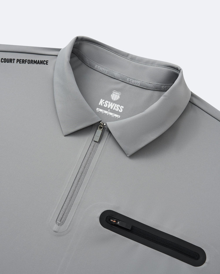 1010702-050 | MEN'S HALF-ZIP LONG SLEEVES POLO SHIRT | GREY/NAVY/GREY