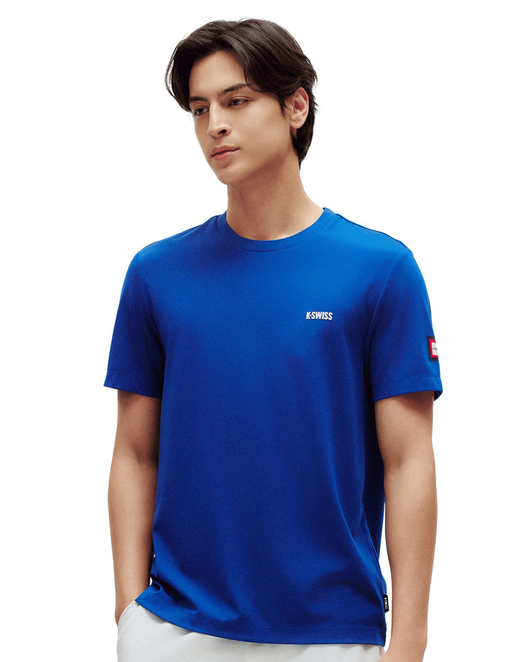 1010776-415 | MEN'S K-SWISS LOGO SHORT SLEEVES T-SHIRT | BLUEBERRY/ROSE