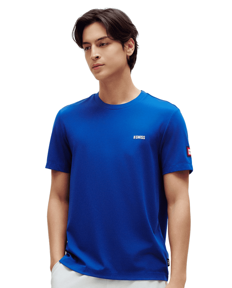 1010776-415 | MEN'S K-SWISS LOGO SHORT SLEEVES T-SHIRT | BLUEBERRY/ROSE