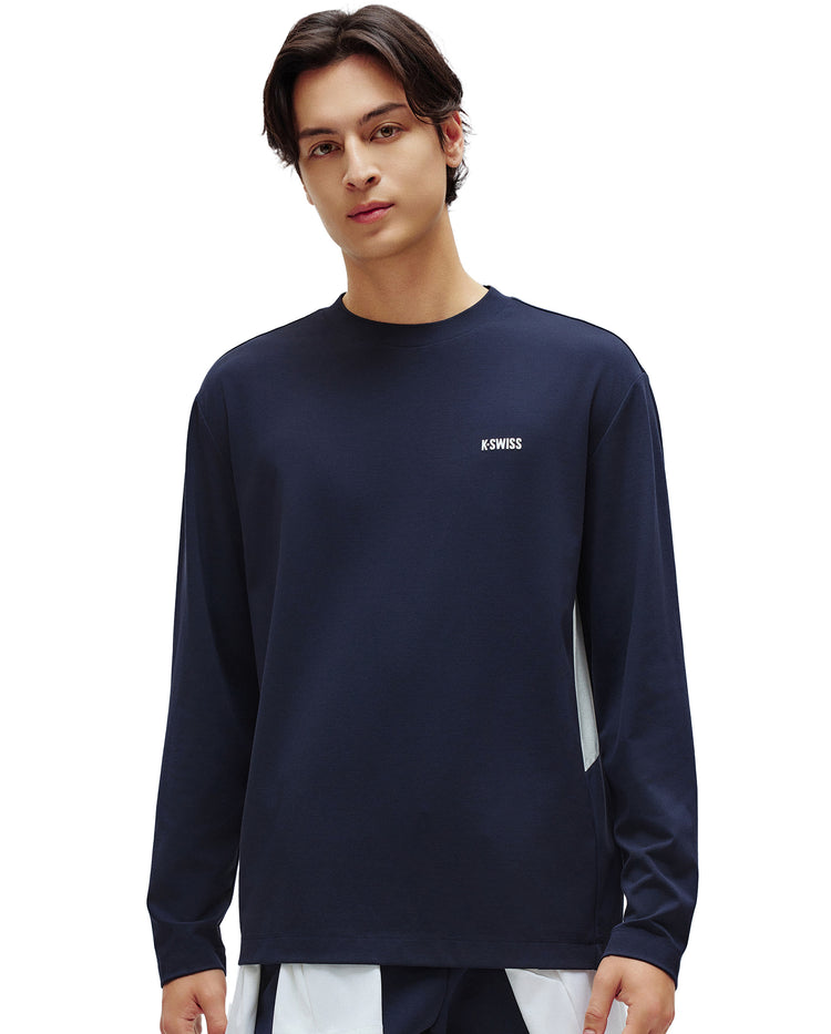 1010791-456 | MEN'S K-SWISS LOGO LOOSE FIT LONG SLEEVES T-SHIRT | BLUE/MISC