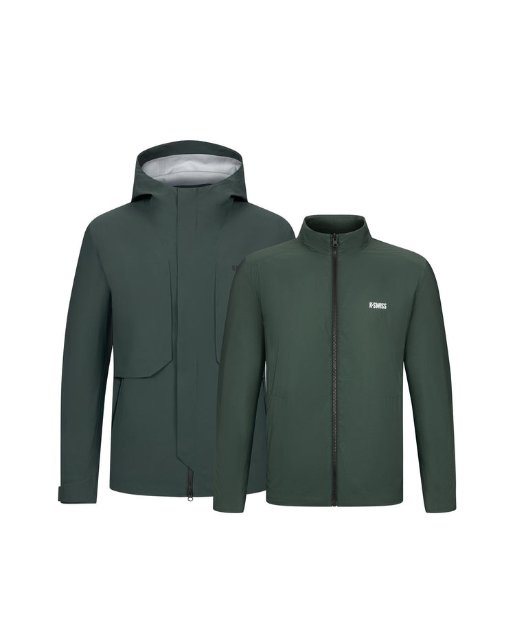 1011461-329 | MEN'S LOGO JACKET AND HOODED JACKET 2 PIECES SET | GREEN/MISC