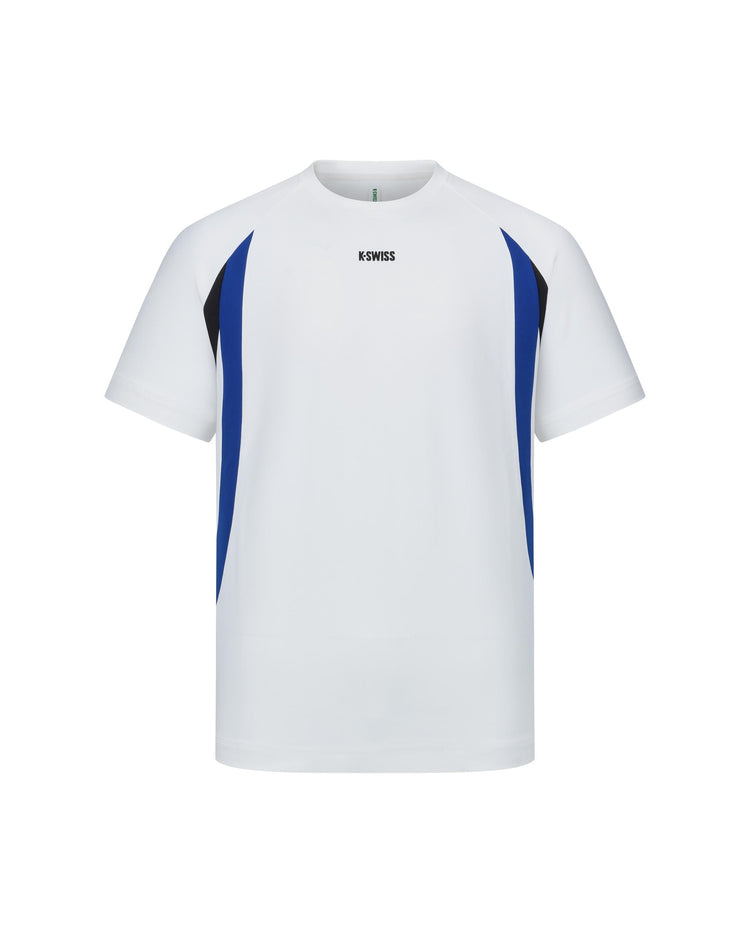 1011476-161 | MEN'S K-SWISS LOGO COLOR BLOCKS LOOSE FIT T-SHIRT | WHITE