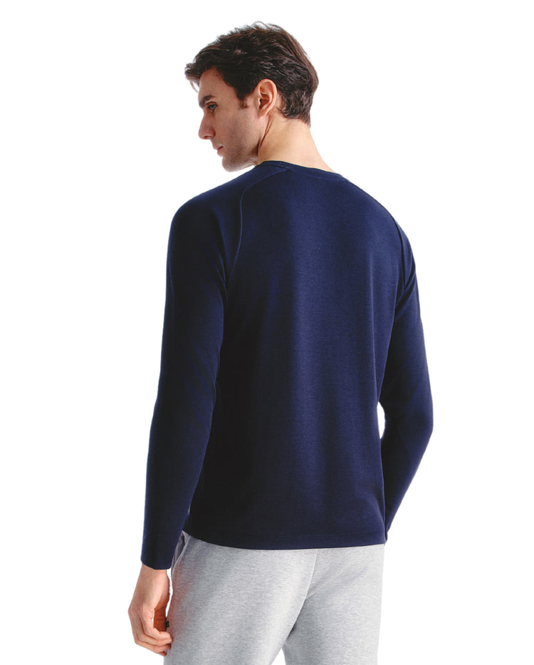 1011482-401 | MEN'S K-SWISS LOGO LONG SLEEVES T-SHIRT | NAVY/WHITE