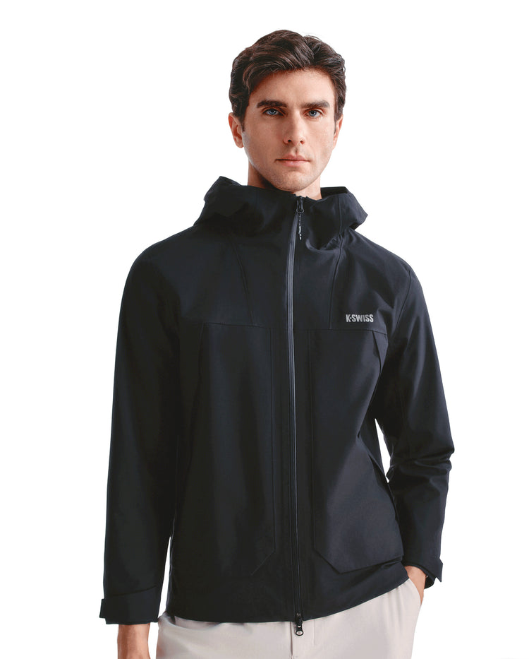 1011485-008 | MEN'S K-SWISS LOGO WATER-REPELLENT HOODED JACKET | BLACK