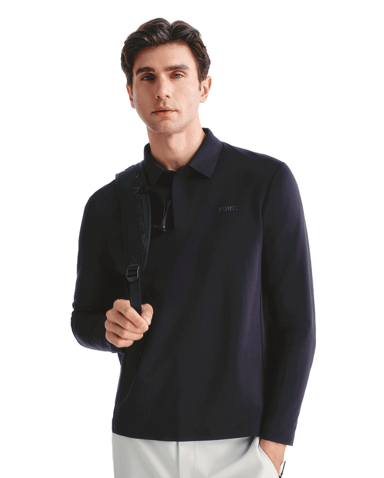 1011494-008 | MEN'S K-SWISS LOGO LONG SLEEVES POLO SHIRT | BLACK