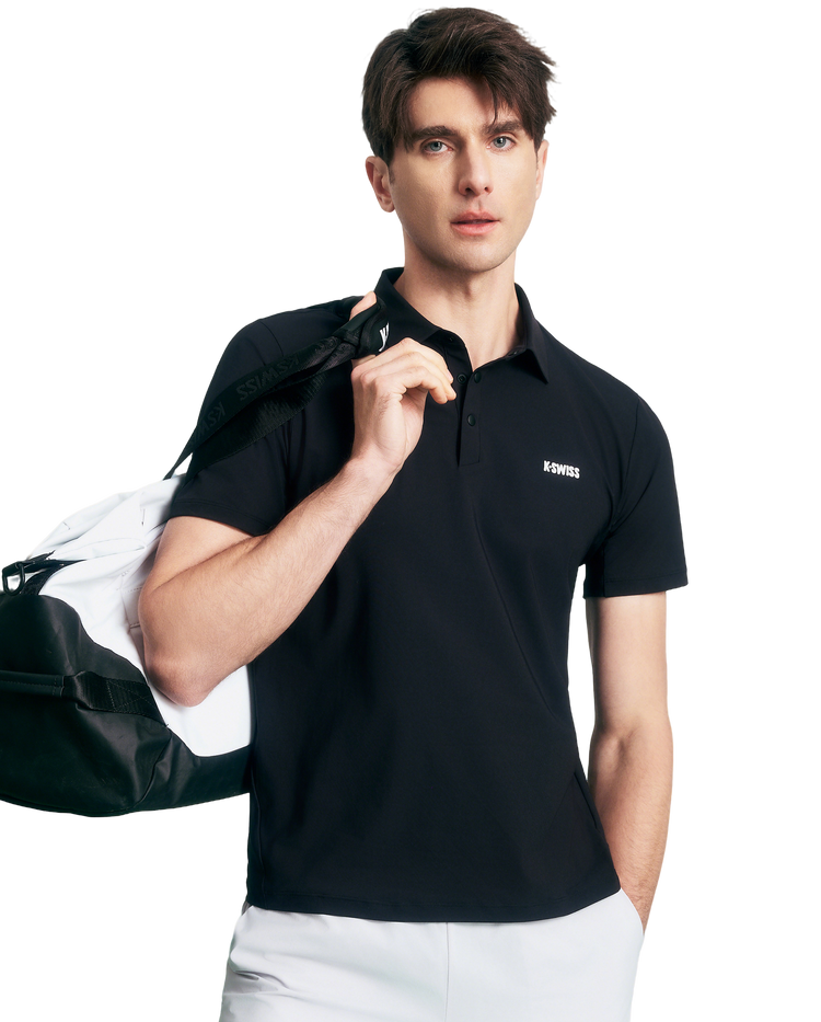 1011643-008 | MEN'S K-SWISS LOGO UPF50+ COOL FEEL POLO SHIRT | BLACK