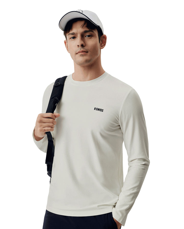 1012040-115 | MEN'S K-SWISS LOGO LONG SLEEVES T-SHIRT | CREAM WHITE