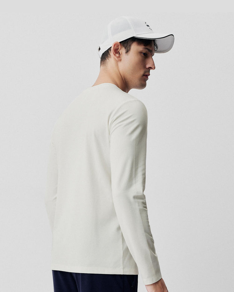 1012040-115 | MEN'S K-SWISS LOGO LONG SLEEVES T-SHIRT | CREAM WHITE
