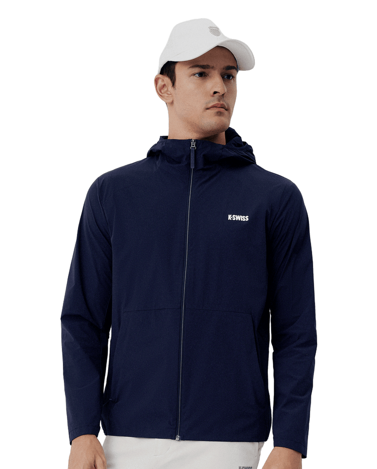 1012057-499 | MEN'S K-SWISS LOGO UPF50+ COOL FEEL HOODED JACKET | NAVY