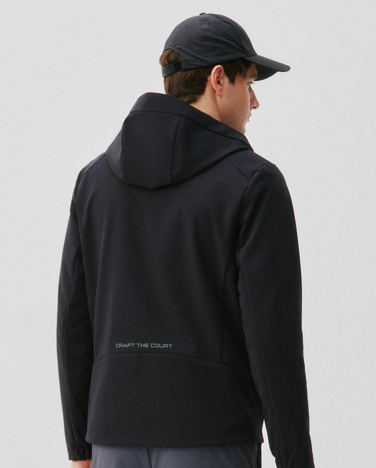 1012089-008 | MEN'S WINDPROOF BRUSHED MICRO-FLEECE HOODED JACKET | BLACK