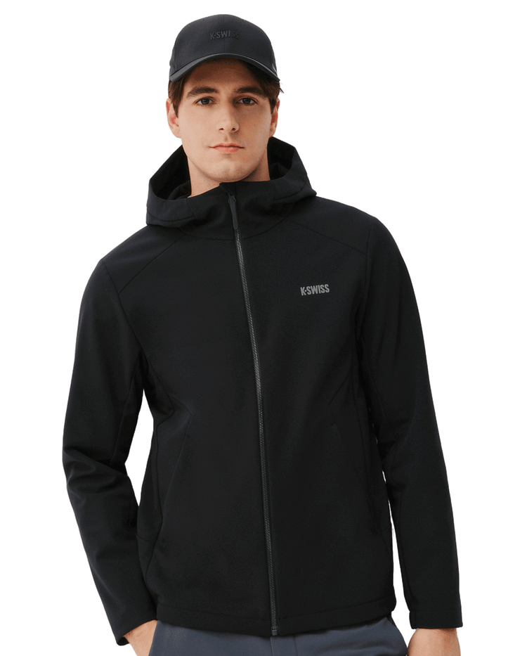 1012089-008 | MEN'S WINDPROOF BRUSHED MICRO-FLEECE HOODED JACKET | BLACK