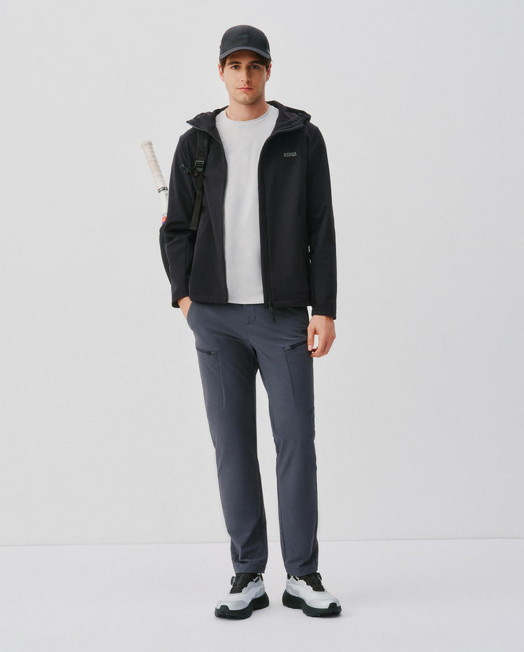 1012089-008 | MEN'S WINDPROOF BRUSHED MICRO-FLEECE HOODED JACKET | BLACK