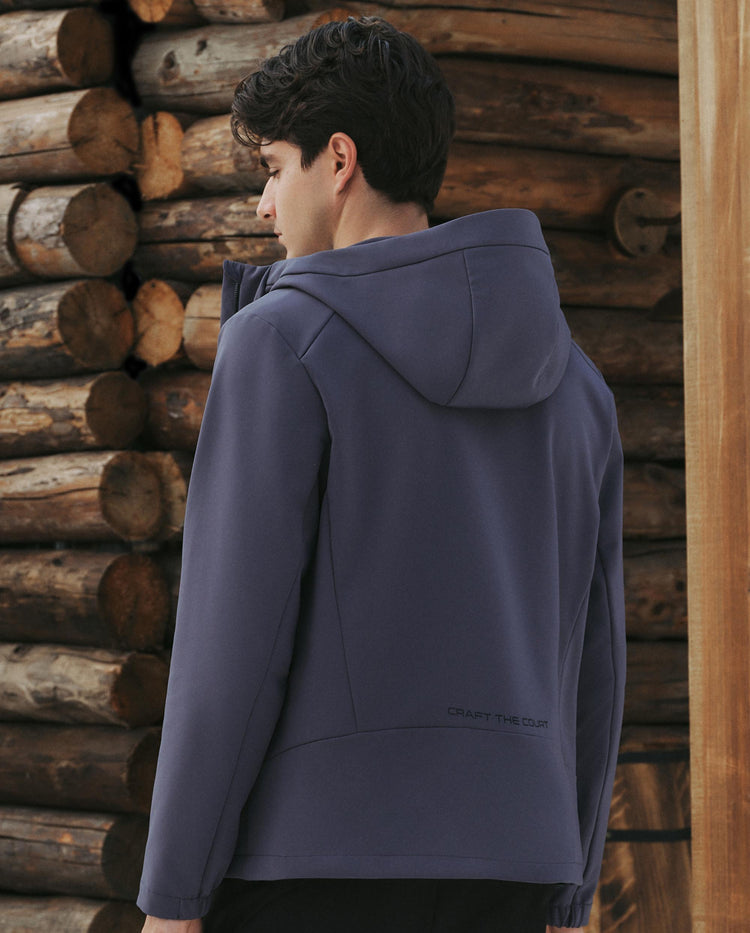 1012089-303 | MEN'S WINDPROOF BRUSHED MICRO-FLEECE HOODED JACKET | GREY