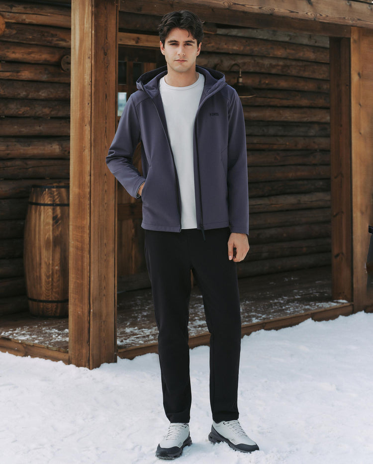 1012089-303 | MEN'S WINDPROOF BRUSHED MICRO-FLEECE HOODED JACKET | GREY