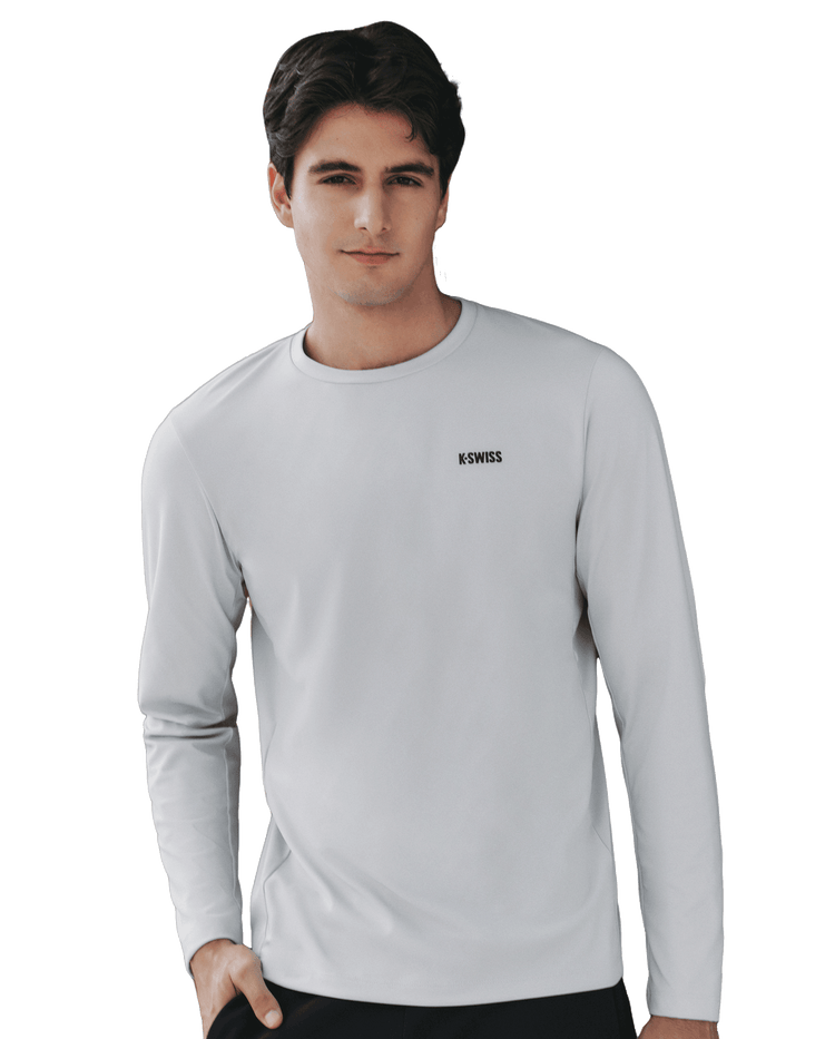 1012095-957 | MEN'S K-SWISS LOGO BRUSHED LONG SLEEVES T-SHIRT | GREY