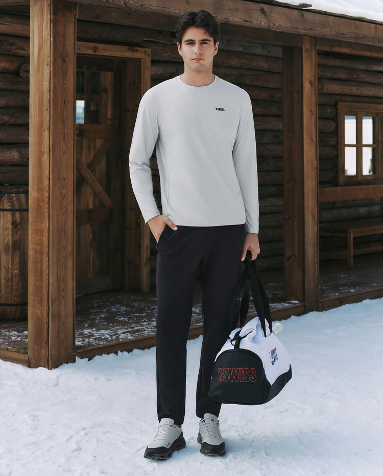 1012095-957 | MEN'S K-SWISS LOGO BRUSHED LONG SLEEVES T-SHIRT | GREY