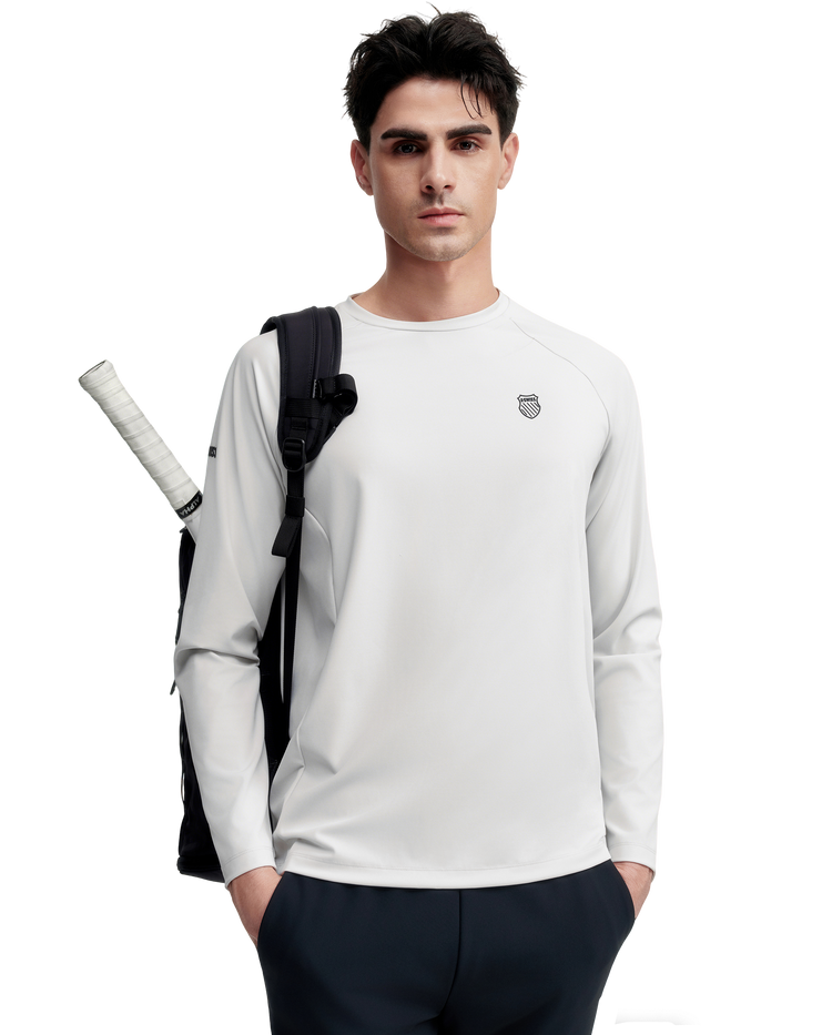 1013372-087 | MEN'S K-SWISS LOGO BRUSHED LONG SLEEVES T-SHIRT | GREY
