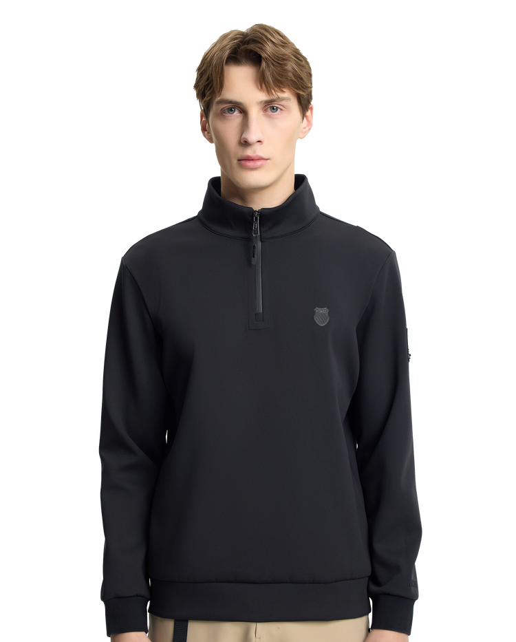 107977-008 | MEN'S K-SWISS LOGO HALF-ZIP SWEATSHIRT | BLACK