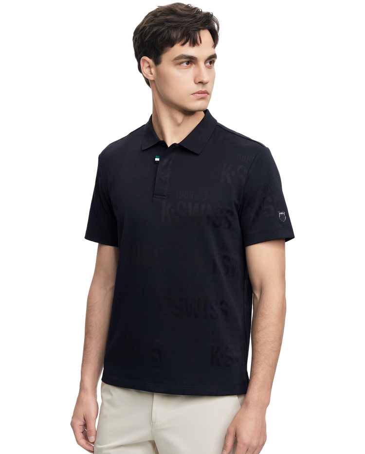 108279-008 | MEN'S ALL-OVER K-SWISS LOGO POLO SHIRT | BLACK