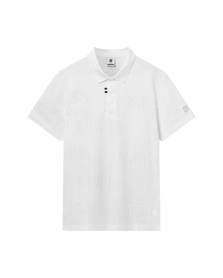 108279-101 | MEN'S ALL-OVER K-SWISS LOGO POLO SHIRT | WHITE/WHITE