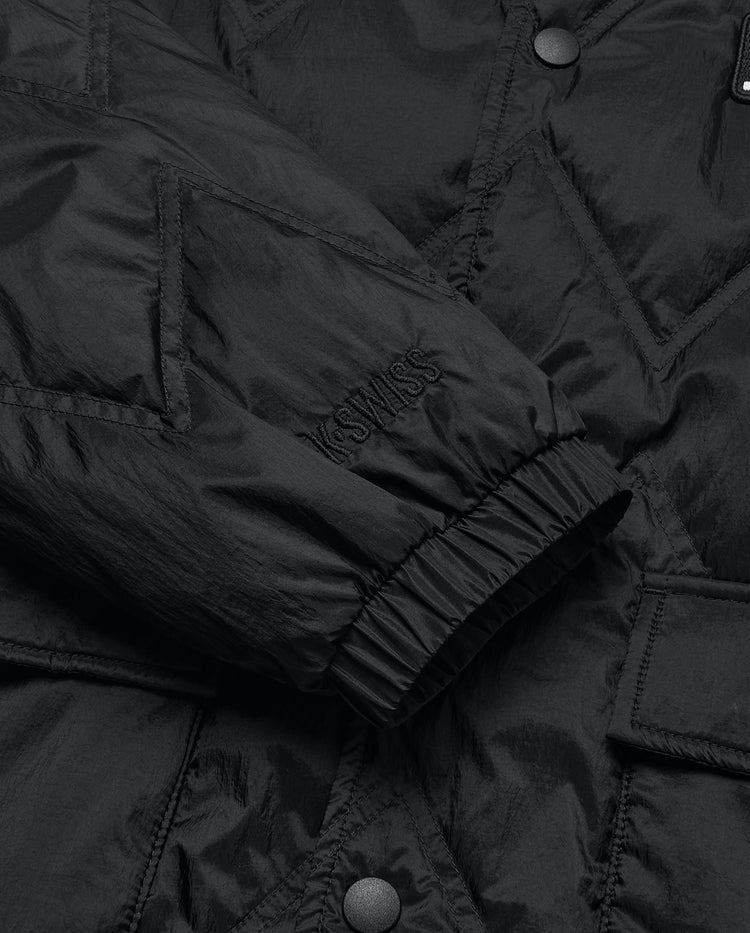 109831-008 | MEN'S K-SWISS LOGO LOOSE FIT GOOSE DOWN JACKET | BLACK