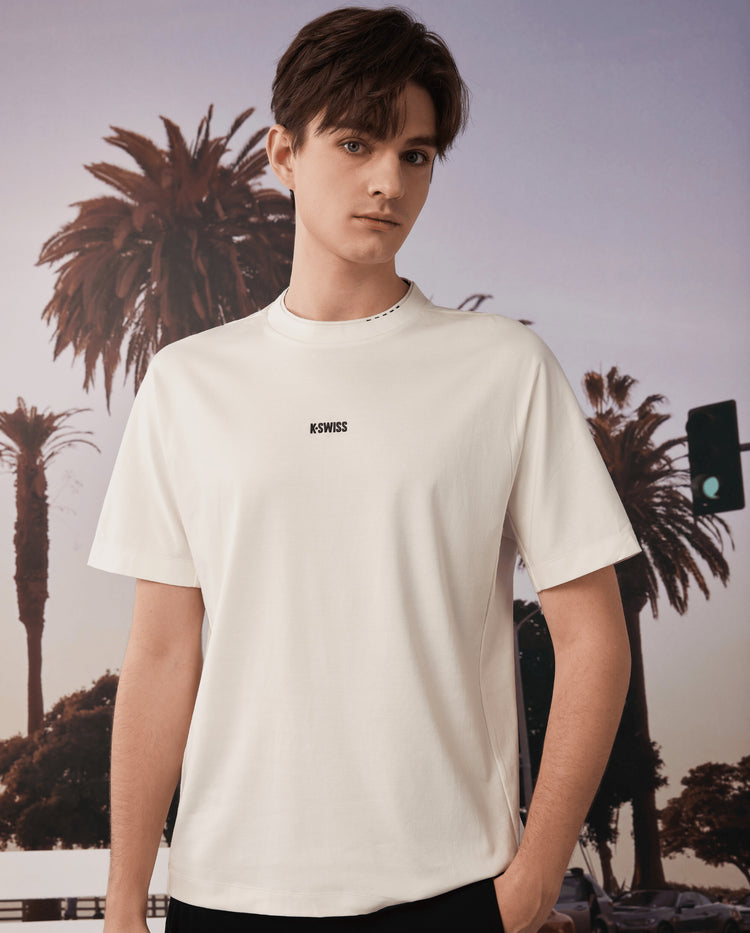 109875-115 | MEN'S K-SWISS LOGO COTTON T-SHIRT | WHITE/SPECIAL