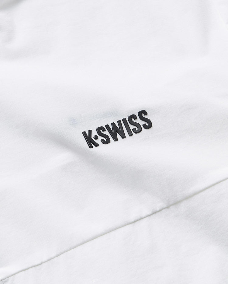 109985-101 | MEN'S K-SWISS LOGO STAND COLLAR HOODED JACKET | WHITE/WHITE