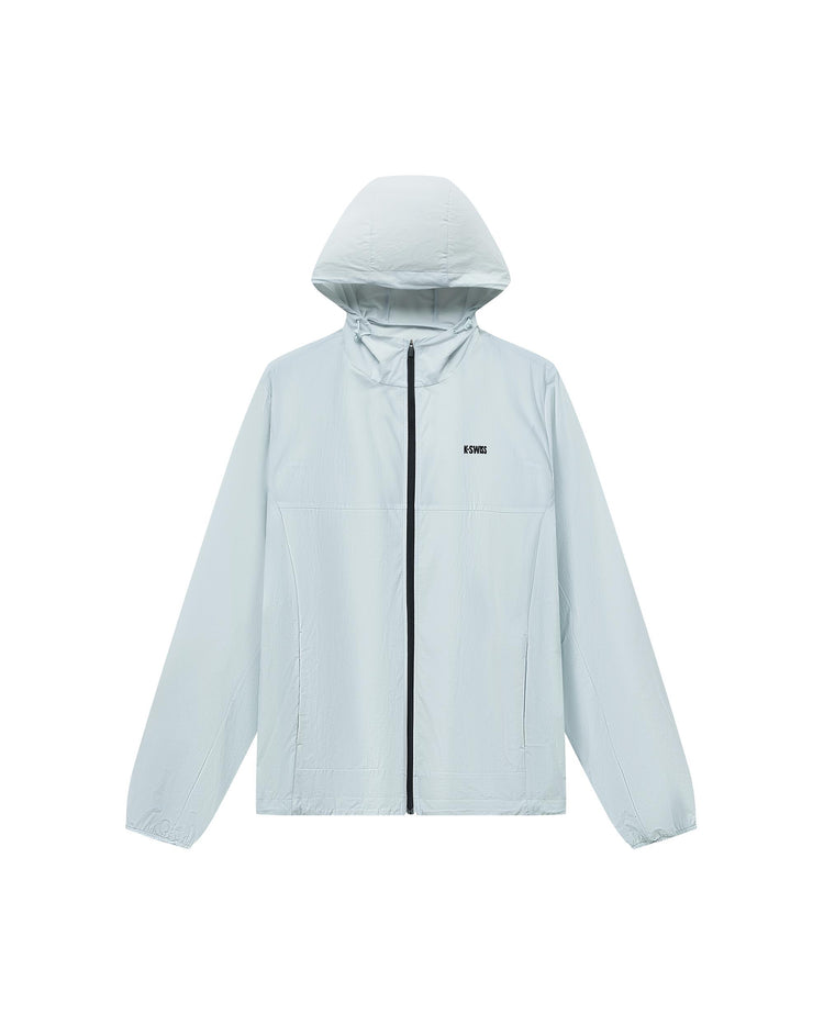 109985-413 | MEN'S K-SWISS LOGO STAND COLLAR HOODED JACKET | GRAY MIST/MOONBEAM