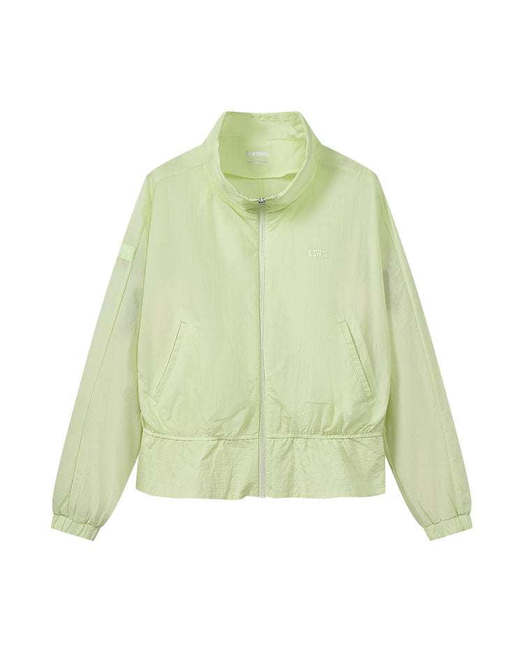 1910051-311 | WOMEN'S K-SWISS LOGO FLORAL HEM HOODED JACKET | LICHEN/MISTY JADE