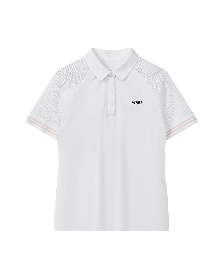 1910096-101 | WOMEN'S K-SWISS LOGO POLO SHIRT | WHITE/WHITE