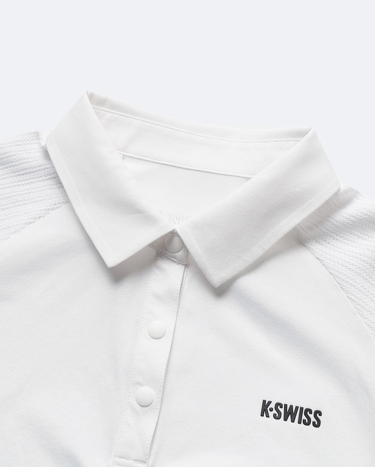 1910096-101 | WOMEN'S K-SWISS LOGO POLO SHIRT | WHITE/WHITE