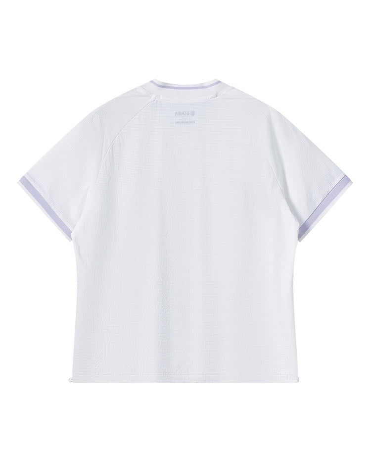 1910099-101 | WOMEN'S K-SWISS LOGO LOOSE FIT CHECKED T-SHIRT | WHITE/WHITE