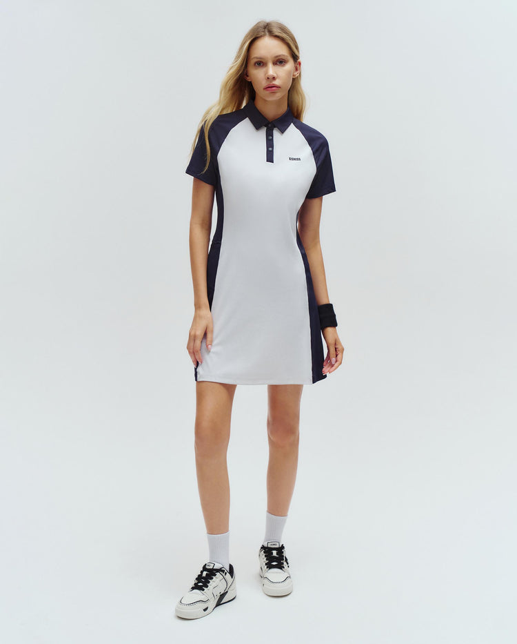 1910687-101 | WOMEN'S K-SWISS LOGO TENNIS POLO DRESS | WHITE/WHITE