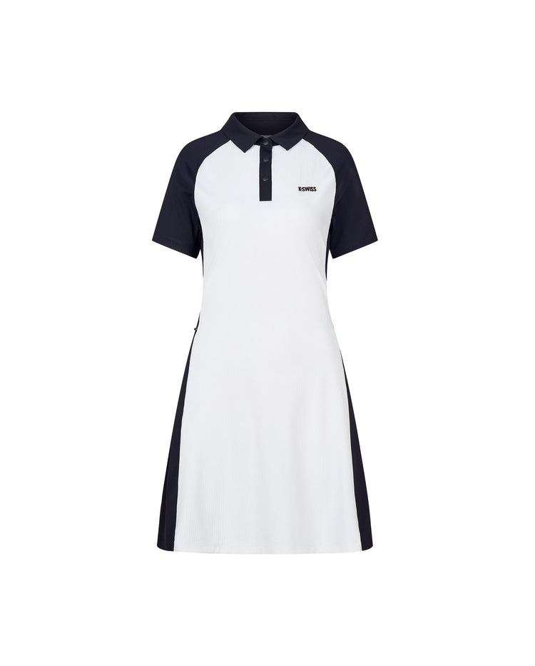 1910687-101 | WOMEN'S K-SWISS LOGO TENNIS POLO DRESS | WHITE/WHITE