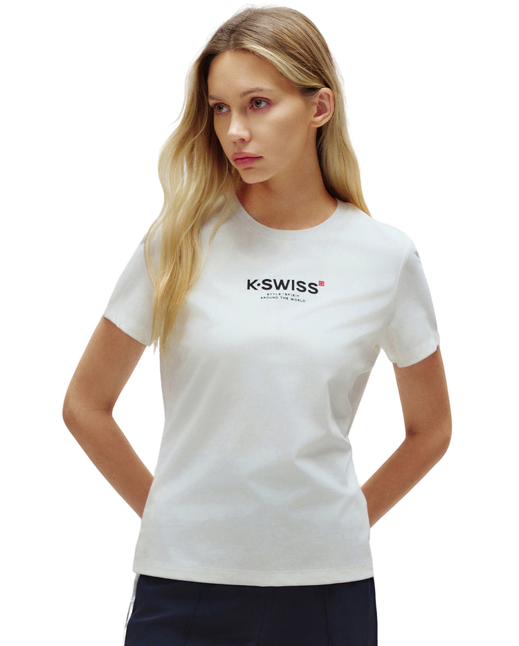 1910769-115 | WOMEN'S K-SWISS LOGO SHORT SLEEVES T-SHIRT | WHITE/SPECIAL
