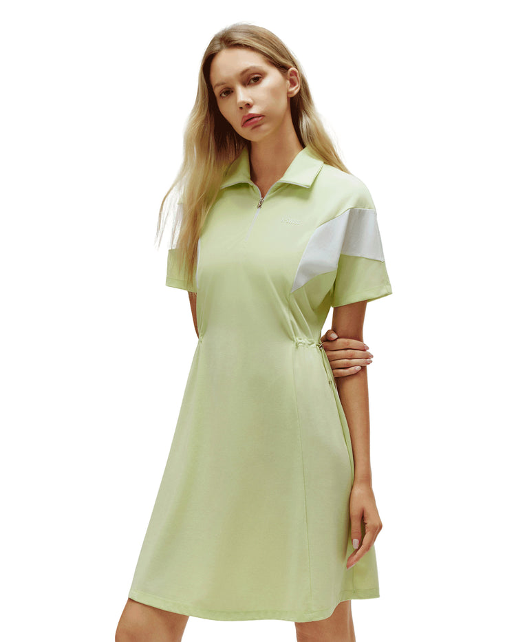 1910773-334 | WOMEN'S LOGO HALF-ZIP COLOR BLOCKS POLO DRESS | GREEN/MULTI