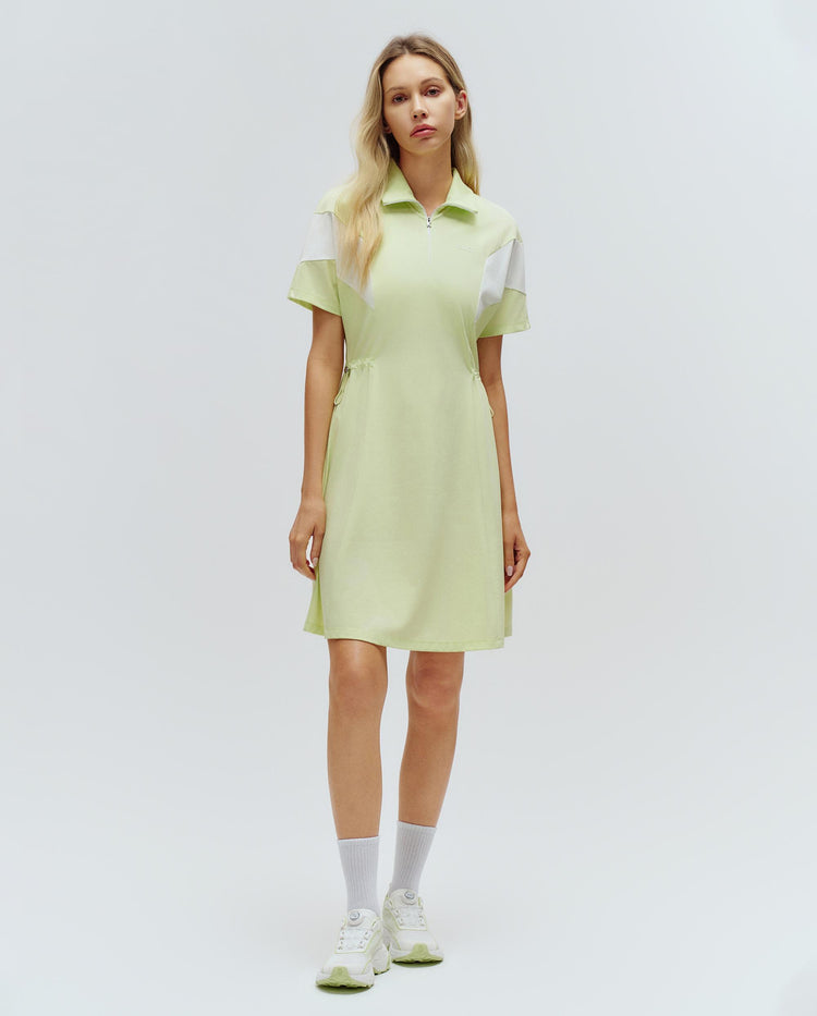 1910773-334 | WOMEN'S LOGO HALF-ZIP COLOR BLOCKS POLO DRESS | GREEN/MULTI