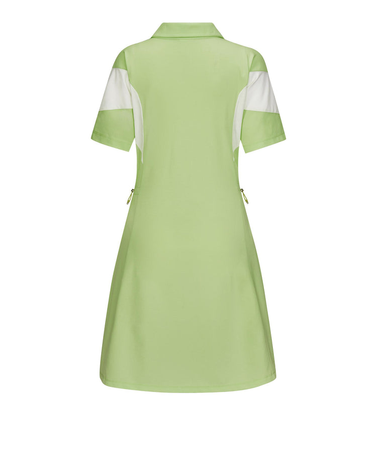1910773-334 | WOMEN'S LOGO HALF-ZIP COLOR BLOCKS POLO DRESS | GREEN/MULTI